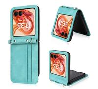 COQUE Étui pour de Téléphone Motorola Razr 50, Lanière + Porte-Carte de Visite Multi-Emplacement, Étui de Téléphone à Clapet Motorola Razr 50-Vert