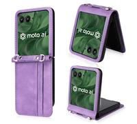 COQUE Étui pour de Téléphone Motorola Razr 50 Ultra, Lanière + Porte-Carte de Visite Multi-Emplacement, Étui de Téléphone à Clapet Motorola Razr 50 Ultra-Violette