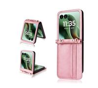 COQUE Étui pour de Téléphone Motorola Razr 60 Ultra, Lanière + Porte-Carte de Visite Multi-Emplacement, Étui de Téléphone à Clapet Motorola Razr 60 Ultra-Rosa