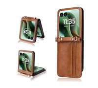 COQUE Étui pour de Téléphone Motorola Razr 60 Ultra, Lanière + Porte-Carte de Visite Multi-Emplacement, Étui de Téléphone à Clapet Motorola Razr 60 Ultra-Marrone