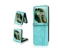 COQUE Étui pour de Téléphone Motorola Razr 60 Ultra, Lanière + Porte-Carte de Visite Multi-Emplacement, Étui de Téléphone à Clapet Motorola Razr 60 Ultra-Vert