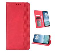 COQUE Étui pour Doogee Note 56 Plus,Étui Portefeuille à Fente pour Carte à Boucle Magnétique Vintage Stripe,Housse de Téléphone à Rabat pour Doogee Note 56 Plus-Rosso