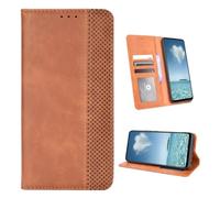 COQUE Étui pour Doogee Note 56 Plus,Étui Portefeuille à Fente pour Carte à Boucle Magnétique Vintage Stripe,Housse de Téléphone à Rabat pour Doogee Note 56 Plus-Marrone