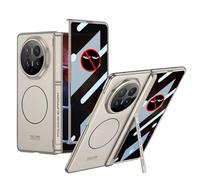 COQUE étui pour Honor Magic V6, Film de confidentialité charnière magnétique Couverture complète, Support latéral Mince Anneau magnétique de téléphone pour Honor Magic V6-Gris Titane