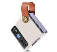 COQUE Étui pour Motorola Razr 40,étui de téléphone à Anneau de lanière en Soie Mince avec Support vidéo à Anneau,étui de téléphone Pliable pour Motorola Razr 40 5G-Brun Blanc