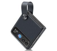 COQUE Étui pour Motorola Razr 40,étui de téléphone à Anneau de lanière en Soie Mince avec Support vidéo à Anneau,étui de téléphone Pliable pour Motorola Razr 40 5G-Le Noir