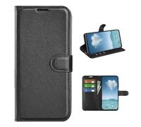 COQUE Etui pour Oppo A6 Pro 4G,Housse à Rabat Motif Litchi avec Fente pour Carte, étui en Cuir pour Oppo A6 Pro 4G-Nero