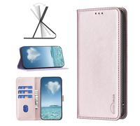 COQUE Étui pour Samsung Galaxy S25 FE Phone Case Premium Cuir Dark Magnetic 3 Card Slots Wallet, Samsung Galaxy S25 FE Protegido-Rose
