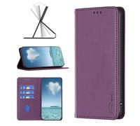COQUE Étui pour Samsung Galaxy S25 FE Phone Case Premium Cuir Dark Magnetic 3 Card Slots Wallet, Samsung Galaxy S25 FE Protegido-Rouge