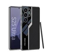 COQUE étui pour Samsung Galaxy S25 Ultra, électrolytique S icône Cuir Couverture de téléphone Souple pour Samsung Galaxy S25 Ultra-Noir