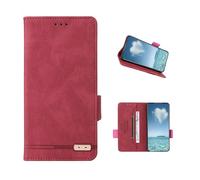 COQUE Étui pour Téléphone Portable Oppo A6x 4G,Étui de Protection à Rabat Magnétique Intégré,Conception de Fente pour Carte Oppo A6x 4G-Rouge