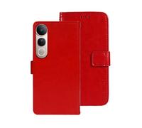COQUE Étui pour V50 Lite, Étui à rabat en cuir robuste pour Vivo V50 Lite 5G Étui de téléphone portable-rouge