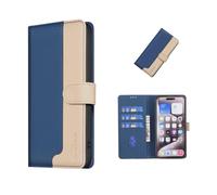 COQUE Étui pour Xiaomi Poco M7 4G 169mm avec Protection Anti-RFID, Motif Lychee Bicolore Et Portefeuille avec 3 Emplacements pour Cartes-Bleu