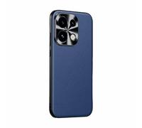 COQUE Étui Premium en Cuir Véritable pour Oppo Reno16 Pro, Protection Intégrale, Cache-Caméra Métallique Surélevé pour Oppo Reno16 Pro-Bleu