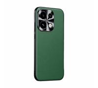 COQUE Étui Premium en Cuir Véritable pour Oppo Reno16, Protection Intégrale, Cache-Caméra Métallique Surélevé pour Oppo Reno16-Vert