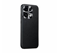 COQUE Étui Premium en Cuir Véritable pour Oppo Reno16, Protection Intégrale, Cache-Caméra Métallique Surélevé pour Oppo Reno16-Noir