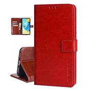 COQUE Étui Realme 8i/RMX3151, Housse Silicone Bumper Cuir Portefeuille Flip Case Cartes Magnétique Fermeture Titulaire Portefeuille Couverture pour Realme 8i/RMX3151-Rouge