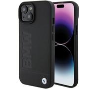 Coque Étui Rigide CG Mobile Pour iPhone 15 Cuir Noir BMW Logo Métal