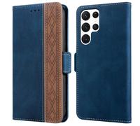 Coque Étui Samsung Galaxy S23 Ultra, Flip Magnétique Protection Samsung S23 Ultra,Antichoc Housse en Cuir PU pour Portefeuille Bleu