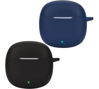 Coque Étui Silicone Compatible Honor Earbuds X6 - Recharge Sans Fil Compatible - Protection Antichoc 360° Avec Motif 3d Mignon Et Mousqueton - Noir/Bleu