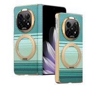 COQUE étui Téléphone Magnétique avec Support pour Oppo Find N5, Matériau PU Cuir, Cadre Électroplaqué, Housse Antichoc Afterglow pour Oppo Find N5-Vert