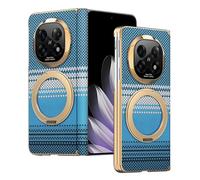 COQUE étui Téléphone Magnétique avec Support pour Oppo Find N5, Matériau PU Cuir, Cadre Électroplaqué, Housse Antichoc Afterglow pour Oppo Find N5-Bleu