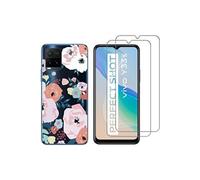 Coque fantaisie pour Vivo Y33S / Vivo Y21/ Vivo Y21S et 2 protections écran verre trempé [Bouquet]