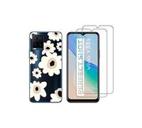 Coque fantaisie pour Vivo Y33S / Vivo Y21/ Vivo Y21S et 2 protections écran verre trempé [Fleur]