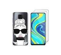 NOVAGO Compatible avec Xiaomi Redmi Note 9S /Note 9 Pro/Note 9 Pro Max-Pack Complet- Coque de Protection Résistante + 2 Films de Protection écran en Verre trempé (Fille)