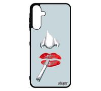 Coque Femme Samsung A15 4g 5g Silicone Cigarette Fatale Rouge Mobile Portable Levres Love Bouche Bisou Noir Art De Galaxy