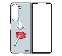Coque Femme Samsung Z Fold 5 Silicone Levres Love Rigide Art Telephone Bumper Bouche Fatale Etui Bisou Cigarette Noir Galaxy