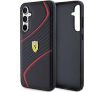 Coque Ferrari Pour Samsung Galaxy S23-Fe Noir Avec Liserets Rouges