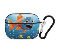 Coque Fish Under The Sea AirPods Pro 2, coque de protection rigide antichoc pour homme et femme, compatible avec coque Airpod Pro 2e/1ère génération, avec porte-clés (noir)