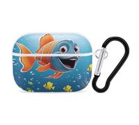 Coque Fish Under The Sea AirPods Pro 2, coque de protection rigide antichoc pour homme et femme, compatible avec coque Airpod Pro 2e/1ère génération, avec porte-clés - blanc