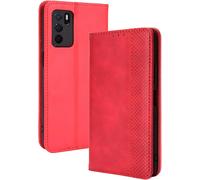 Coque Folio Cuir Étui Pour Oppo A16 / Oppo A54s / Oppo A16s, Antichoc Portefeuille Housse Vec Fentes Pour Cartes, Pu/Tpu Bumper Protection Case Cover Fermeture Magnétique (Rouge)[Wke03554]