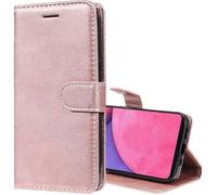 Coque Folio Cuir Étui pour Samsung Galaxy A03 Core, Housse Flip TPU/PU Portefeuille PU Cuir Magnétique - Rose - TECHTA