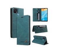 Coque FOXDOCK pour OPPO A15/A15S protection magnétique anti-chocs, blocage RFID, rabat en cuir, avec fente pour carte et support, compatible avec