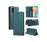 Coque FOXDOCK pour OPPO A58 4G protection magnétique anti-chocs, blocage RFID, rabat en cuir, avec fente pour carte et support, compatible avec OPPO