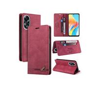 Coque FOXDOCK pour OPPO A58 4G protection magnétique anti-chocs, blocage RFID, rabat en cuir, avec fente pour carte et support, compatible avec OPPO