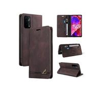 Coque FOXDOCK pour OPPO A74 5G/A54 5G protection magnétique anti-chocs, blocage RFID, rabat en cuir, avec fente pour carte et support, compatible