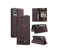 Coque FOXDOCK pour Realme 8i protection magnétique anti-chocs, blocage RFID, rabat en cuir, avec fente pour carte et support, compatible avec Realme