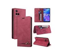 Coque FOXDOCK pour VIVO Y21s protection magnétique anti-chocs, blocage RFID, rabat en cuir, avec fente pour carte et support, compatible avec VIVO