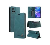 Coque FOXDOCK pour VIVO Y21s protection magnétique anti-chocs, blocage RFID, rabat en cuir, avec fente pour carte et support, compatible avec VIVO