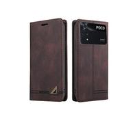 Coque FOXDOCK pour Xiaomi POCO M4 Pro 4G protection magnétique anti-chocs, blocage RFID, rabat en cuir, avec fente pour carte et support, compatible