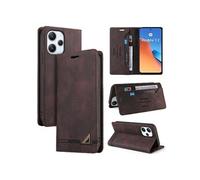 Coque FOXDOCK pour Xiaomi Redmi 12 4G/5G protection magnétique anti-chocs, blocage RFID, rabat en cuir, avec fente pour carte et support, compatible