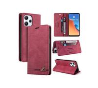 Coque FOXDOCK pour Xiaomi Redmi 12 4G/5G protection magnétique anti-chocs, blocage RFID, rabat en cuir, avec fente pour carte et support, compatible