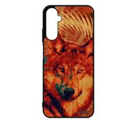 Coque Galaxy A05S bois silicone loup pas cher predateur animal telephone rigide etui orange louve design bête sauvage de Samsung