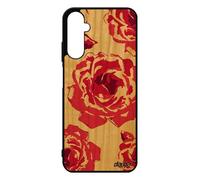 Coque Galaxy A05s En Vrai Bois Et Silicone Rose Fleur Eternelle Love Tatouage Mobile Amour Floral Romantique Made In France Samsung