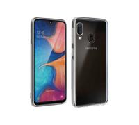 Coque Galaxy A20e Silicone Transparent et Film Ecran Verre Trempé Contour noir