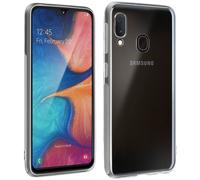 Coque Galaxy A20e Silicone Transparent et Film Ecran Verre Trempé Contour noir